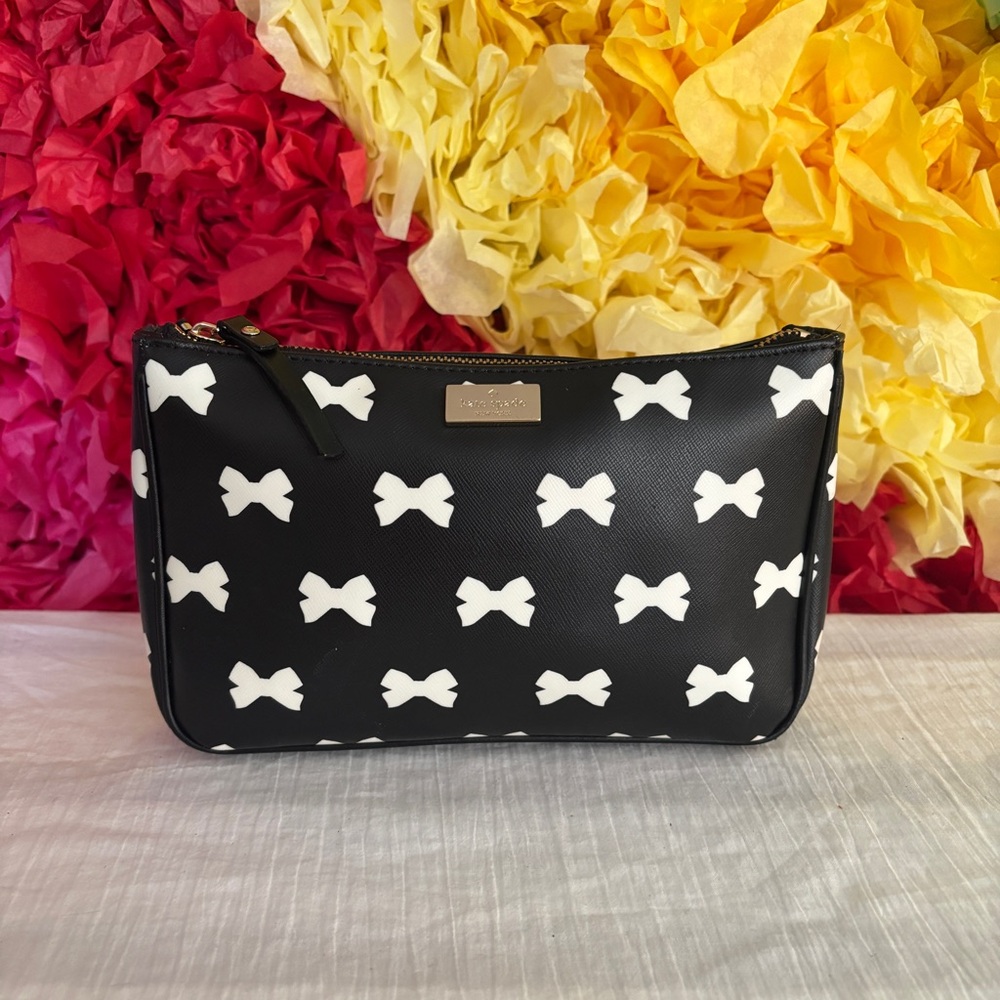 Kate Spade Linet Brightwater Black and White Bow Patterned Women's Bag Pouch